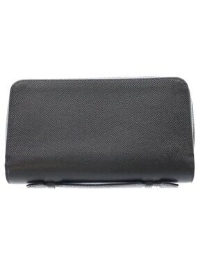 Louis Vuitton Taiga Zippy XL Zip Around Wallet Black Leather Silver